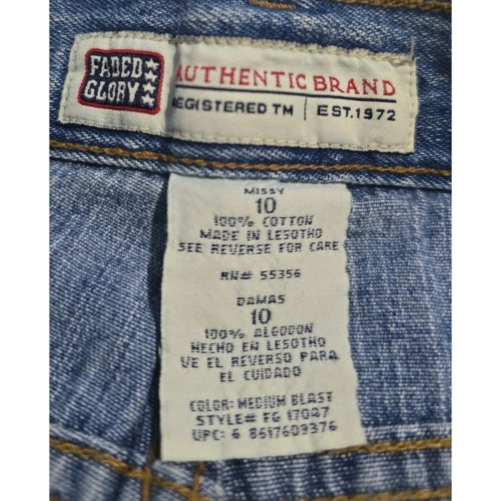 Vintage Y2K-era Faded Glory Denim Capris Sz 10 With Neon Rainbow Lace-up Ties - Picture 5 of 8